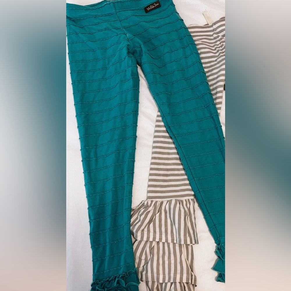matilda jane teal ruffle leggings